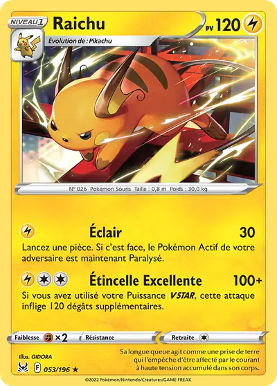 Image de la carte Pokemon Raichu 053/196
