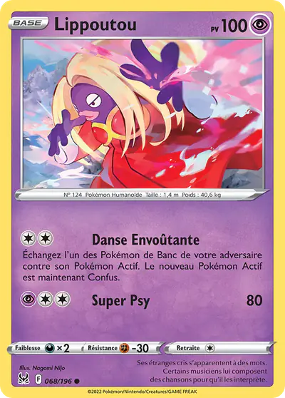 Image de la carte Pokemon Lippoutou 068/196