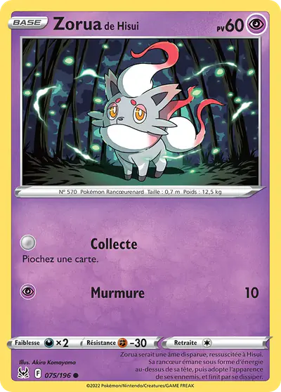 Image de la carte Pokemon Zorua de Hisui 075/196