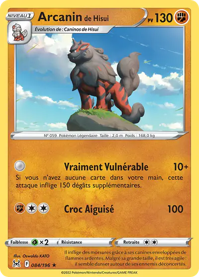 Image de la carte Pokemon Arcanin de Hisui 084/196