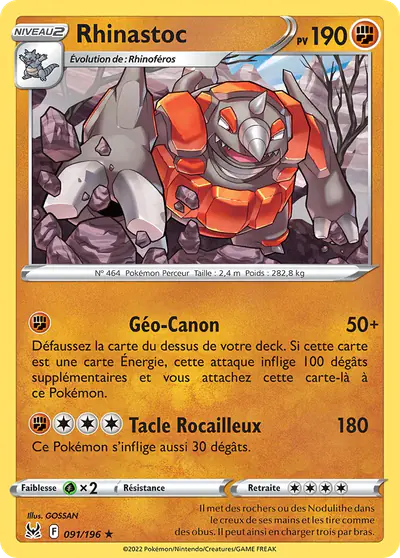 Image de la carte Pokemon Rhinastoc 091/196