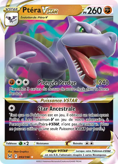 Image de la carte Pokemon Ptéra VSTAR 093/196