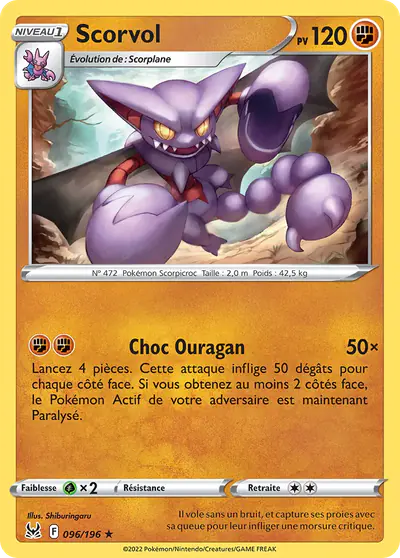 Image de la carte Pokemon Scorvol 096/196