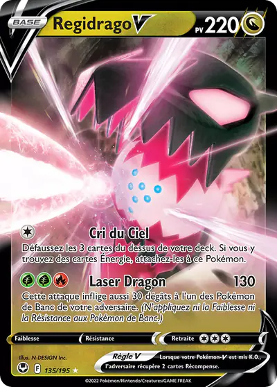 Image de la carte Pokemon Regidrago V 135/195