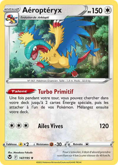 Image de la carte Pokemon Aéroptéryx 147/195