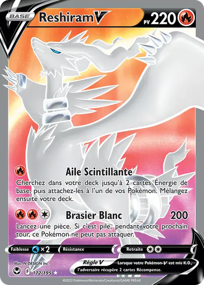 Image de la carte Pokemon Reshiram V 172/195
