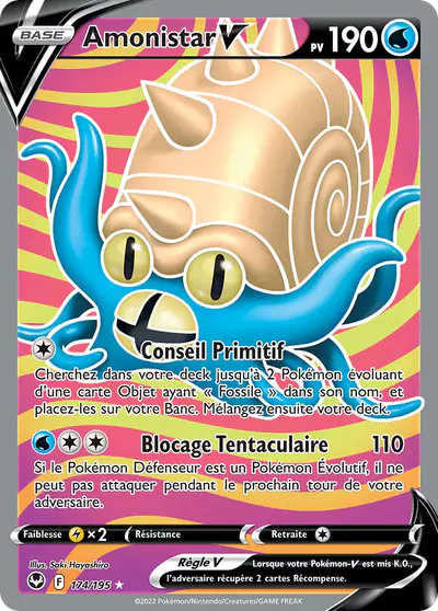Image de la carte Pokemon Amonistar V 174/195