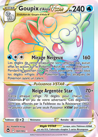 Image de la carte Pokemon Goupix d'Alola VSTAR 197/195