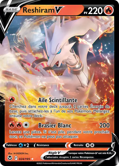 Image de la carte Pokemon Reshiram V 024/195