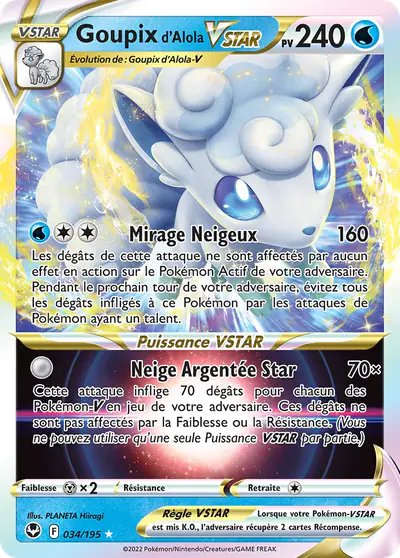 Image de la carte Pokemon Goupix d'Alola VSTAR 034/195