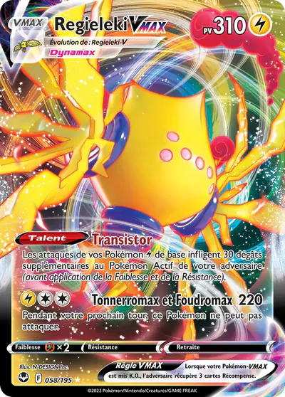 Image de la carte Pokemon Regieleki VMAX 058/195
