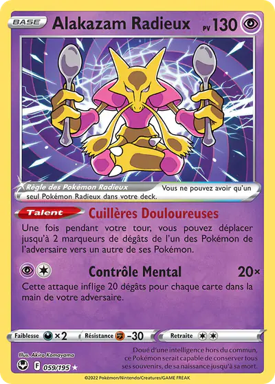 Image de la carte Pokemon Alakazam Radieux 059/195