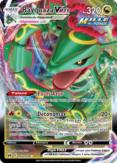 Image de la carte Pokemon Rayquaza VMAX 102/159