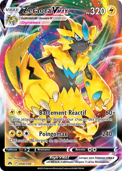 Image de la carte Pokemon Zeraora VMAX 054/159