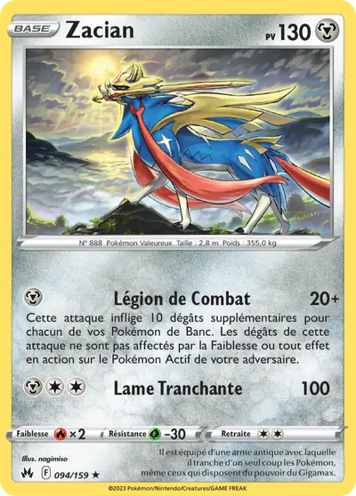 Image de la carte Pokemon Zacian 094/159