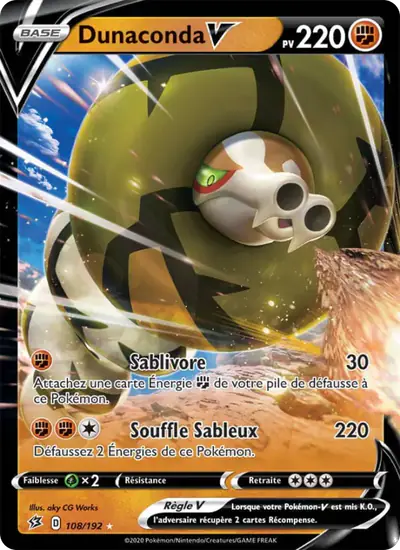 Image de la carte Pokemon Dunaconda V 108/192