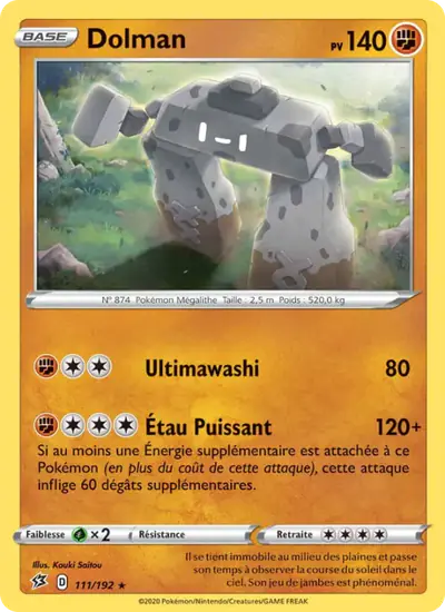 Image de la carte Pokemon Dolman 111/192