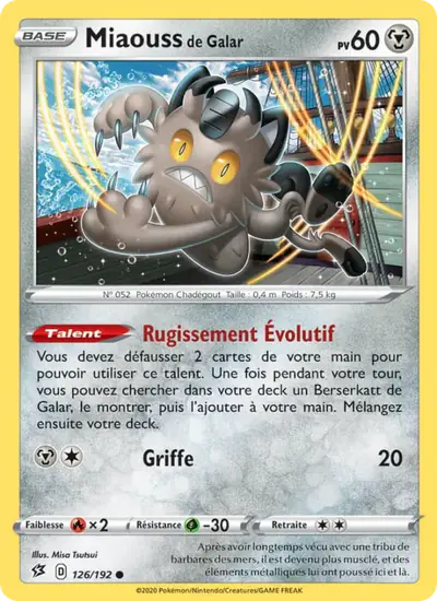 Image de la carte Pokemon Miaouss de Galar 126/192