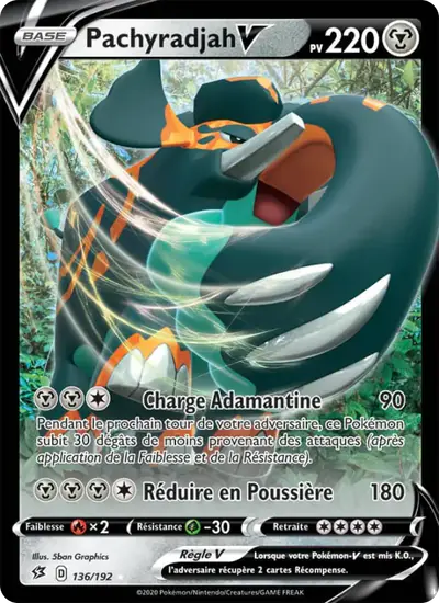 Image de la carte Pokemon Pachyradjah V 136/192
