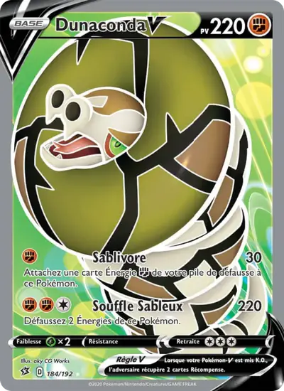 Image de la carte Pokemon Dunaconda V 184/192