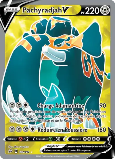 Image de la carte Pokemon Pachyradjah V 187/192