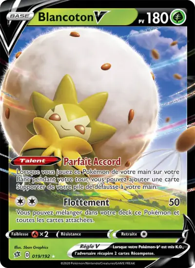 Image de la carte Pokemon Blancoton V 019/192