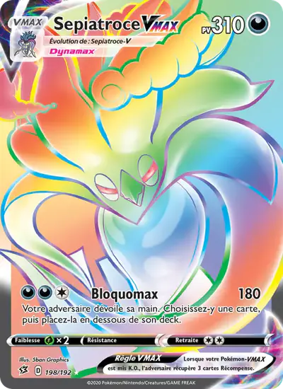 Image de la carte Pokemon Sepiatroce VMAX 198/192