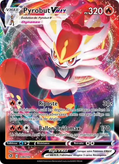 Image de la carte Pokemon Pyrobut VMAX 036/192
