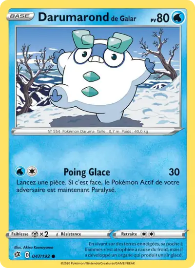 Image de la carte Pokemon Darumarond de Galar 047/192