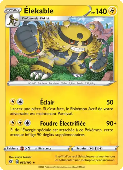 Image de la carte Pokemon Élekable 059/192