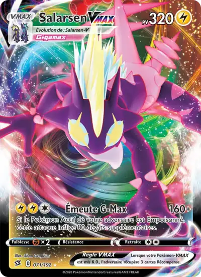 Image de la carte Pokemon Salarsen VMAX 071/192