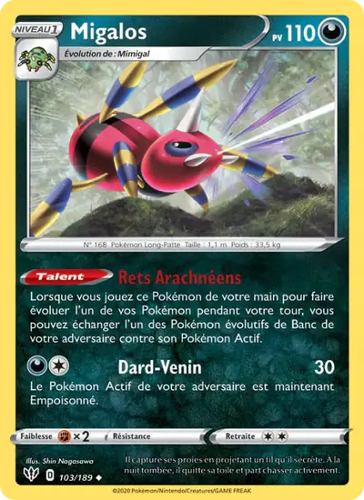 Image de la carte Pokemon Migalos 103/189