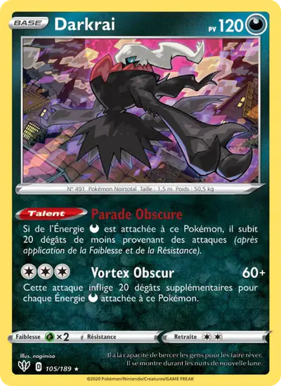 Image de la carte Pokemon Darkrai 105/189