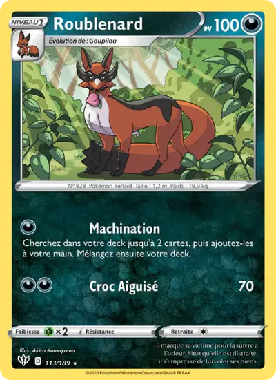 Image de la carte Pokemon Roublenard 113/189