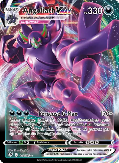 Image de la carte Pokemon Angoliath VMAX 115/189