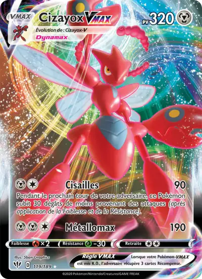 Image de la carte Pokemon Cizayox VMAX 119/189