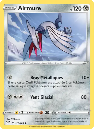 Image de la carte Pokemon Airmure 120/189