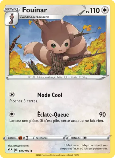 Image de la carte Pokemon Fouinar 136/189