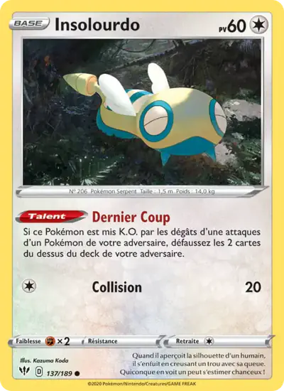 Image de la carte Pokemon Insolourdo 137/189