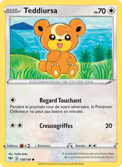 Image de la carte Pokemon Teddiursa 138/189