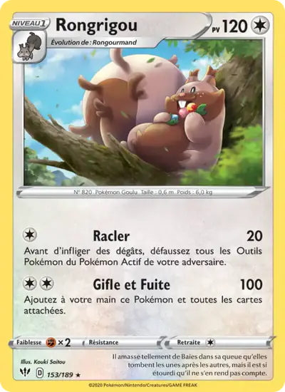 Image de la carte Pokemon Rongrigou 153/189