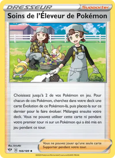 Image de la carte Pokemon Soins de l'Éleveur de Pokémon 166/189