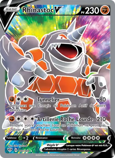 Image de la carte Pokemon Rhinastoc V 181/189