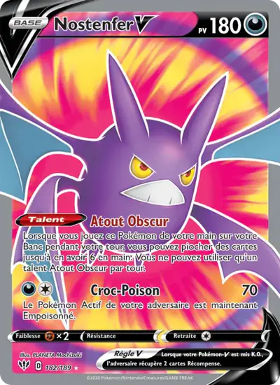 Image de la carte Pokemon Nostenfer V 182/189