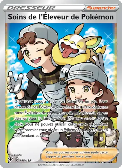 Image de la carte Pokemon Soins de l'Éleveur de Pokémon 188/189