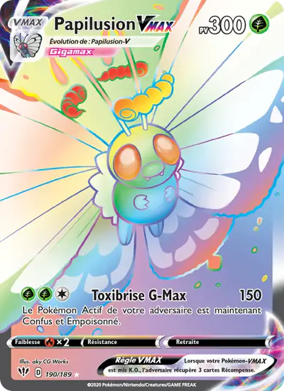 Image de la carte Pokemon Papilusion VMAX 190/189