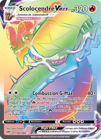 Image de la carte Pokemon Scolocendre VMAX 191/189