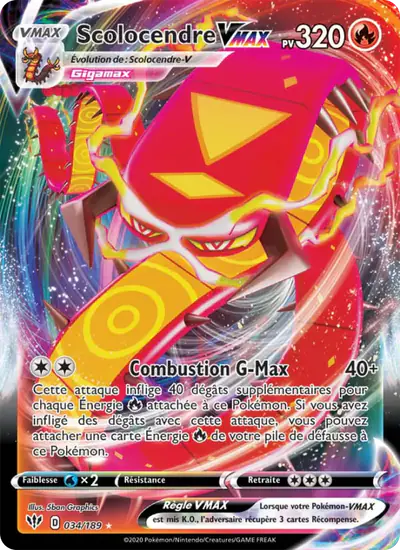 Image de la carte Pokemon Scolocendre VMAX 034/189