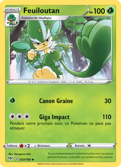 Image de la carte Pokemon Feuiloutan 007/189