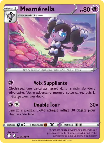 Image de la carte Pokemon Mesmérella 074/189
